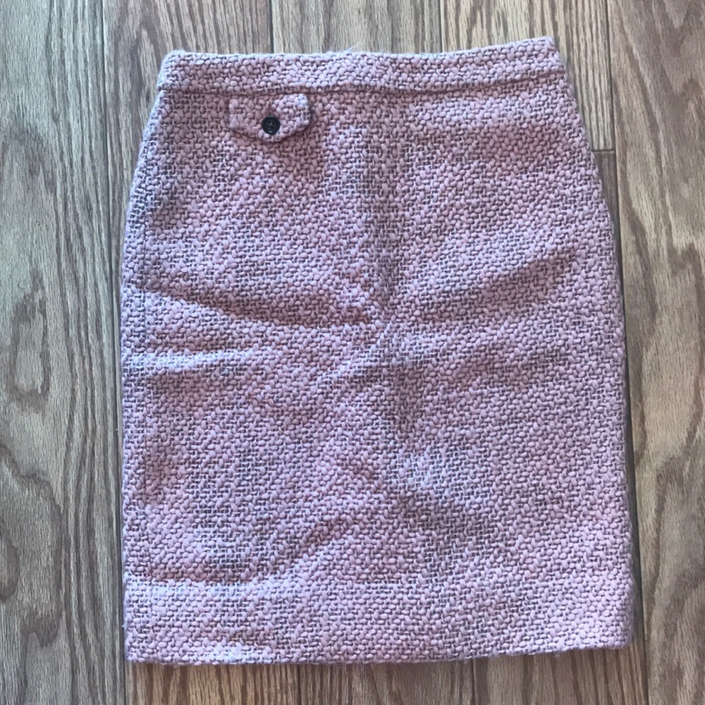 Jcrew soft pink tweed pencil skirt petite 00
